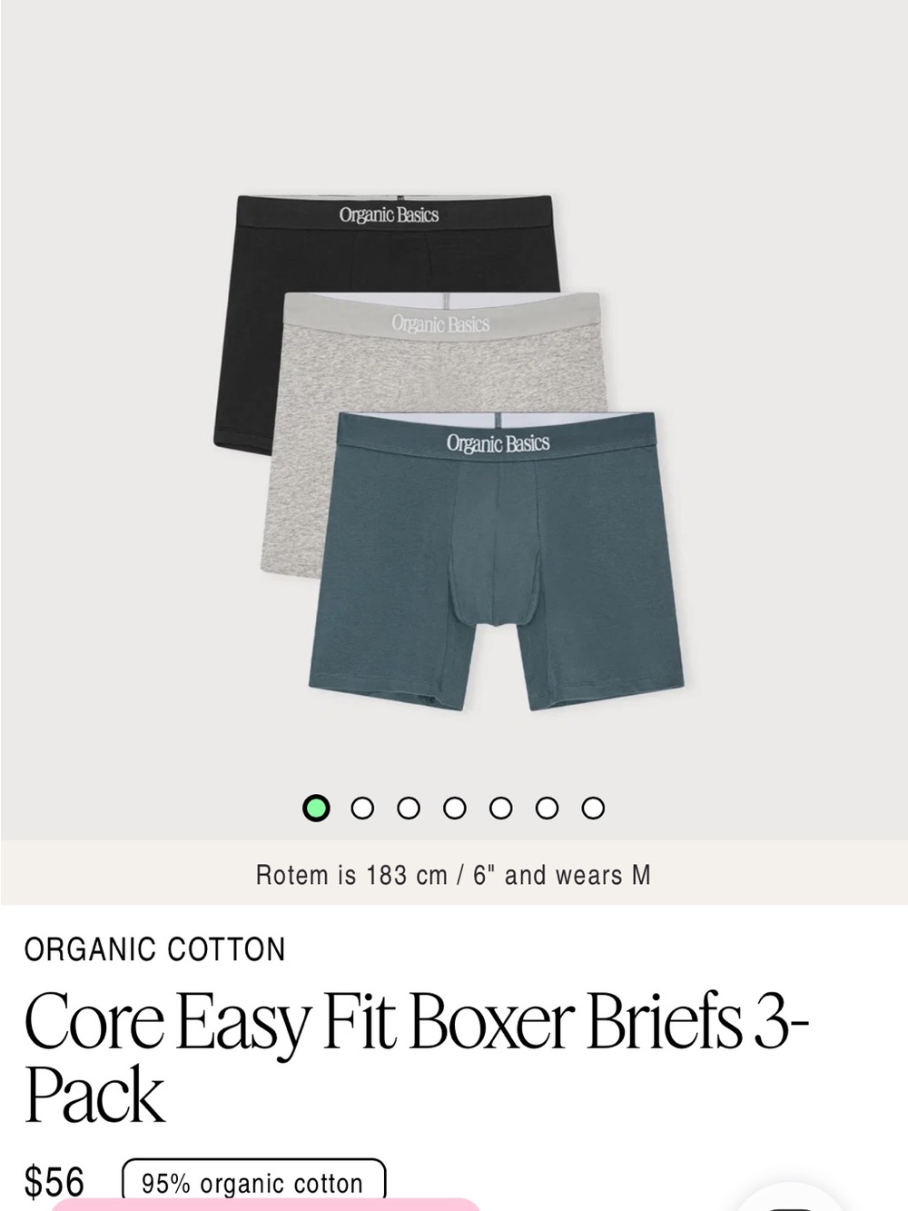 Organic Basics 3-Pack Boxer Briefs in Black, Heather Grey, and Teal